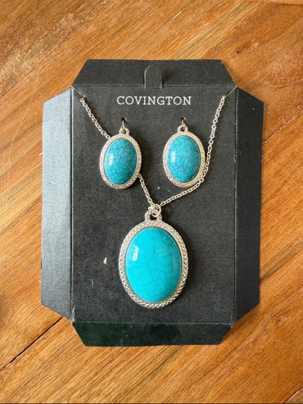 Covington Silver Turquoise Necklace and Earring Set